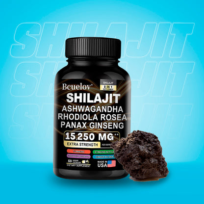 Shilajit™ Bio - Cápsulas de Shilajit, Ashwaghanda, 7 en 1